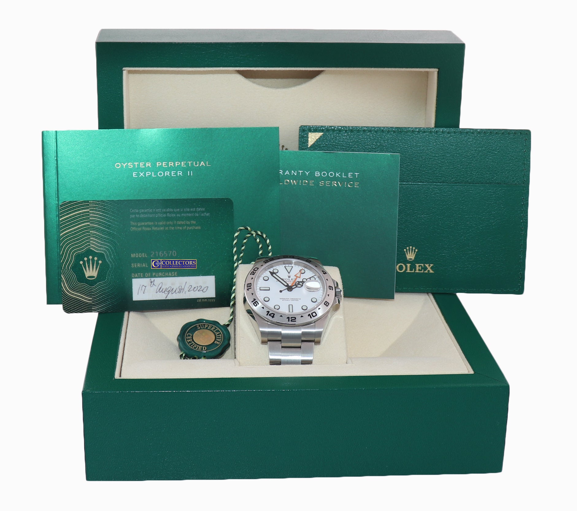 2020 NEW CARD PAPERS Rolex Explorer II 42mm 216570 White Steel Date Watch Box