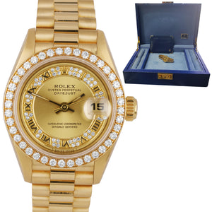 Rolex DateJust President 'Crown Collection' 26mm Diamond Yellow Gold Watch 69138