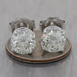 GIA Round Brilliant 6.06ctw L/SI2 K/VS1 Diamond 14k White Gold Stud Earrings