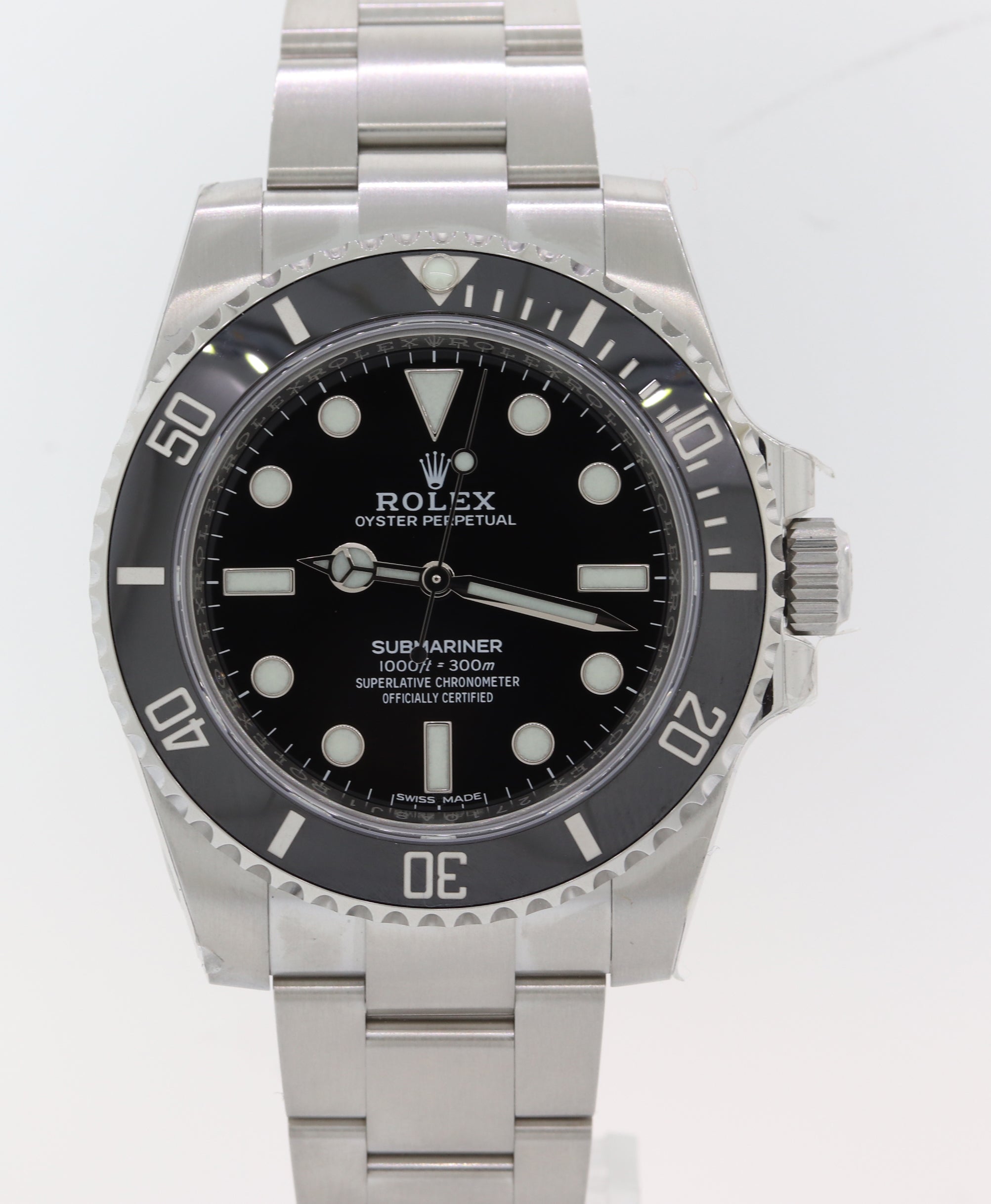 NEW STICKERED Rolex Submariner No-Date 114060 Steel Black Ceramic Dive Watch Y8