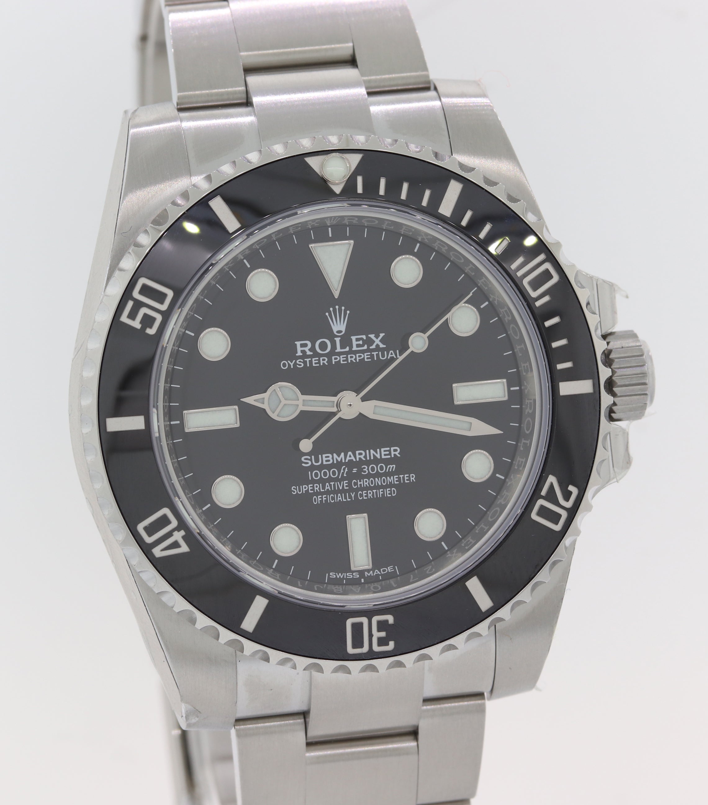 NEW STICKERED Rolex Submariner No-Date 114060 Steel Black Ceramic Dive Watch Y8