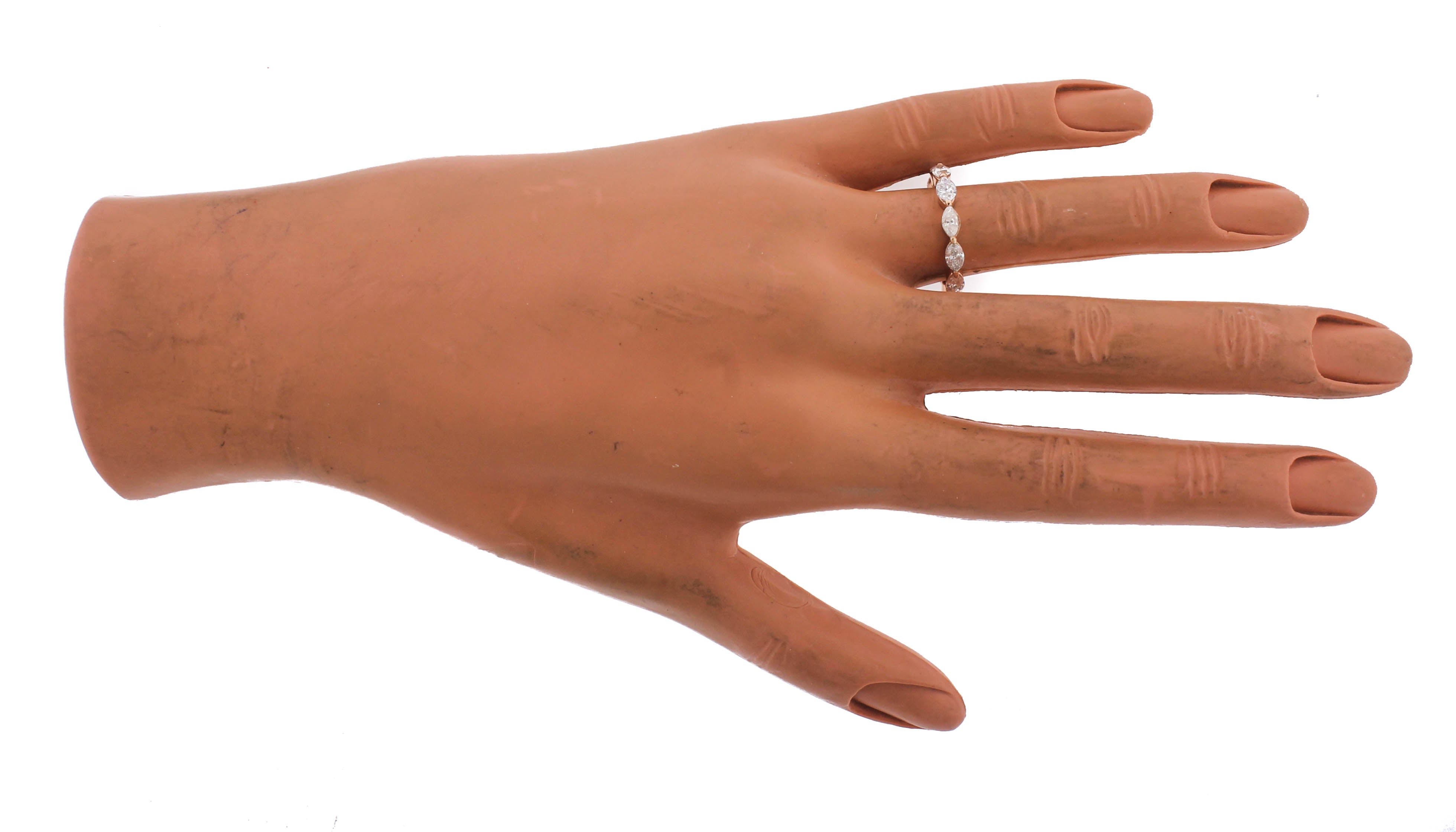 Ladies Estate 14K Rose Gold 1.83ctw Marquise Diamond Wedding Band Eternity Ring