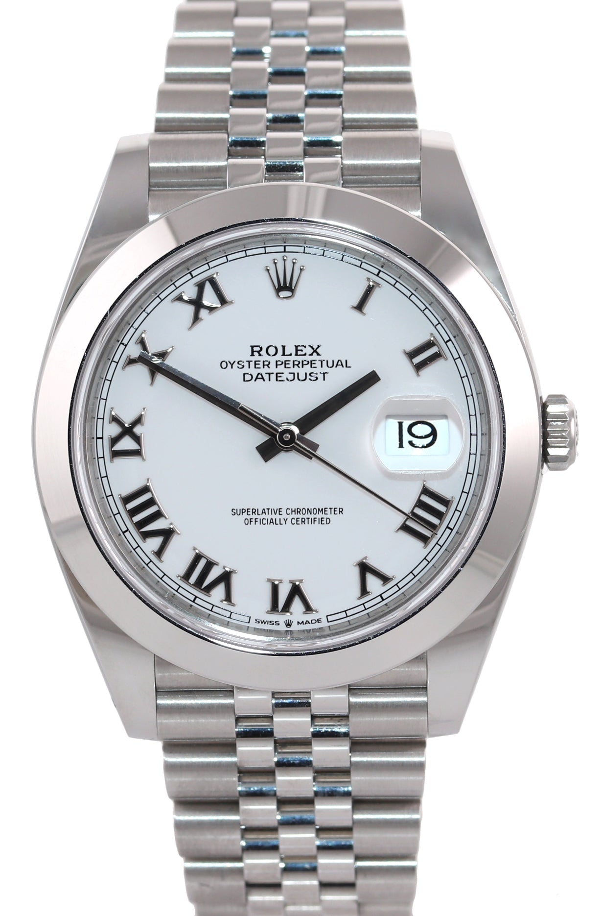 2019 PAPERS Rolex DateJust 41 Steel 126300 White Roman Jubilee Watch Box