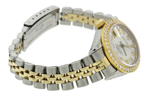 DIAMONDS Ladies Rolex DateJust 26mm 6917 Two Tone 18k Gold MOP Watch