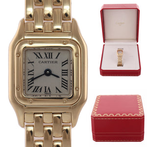 MINT Ladies Cartier Mini Panthere 1130 18K Yellow Gold Ivory Roman Quartz Watch