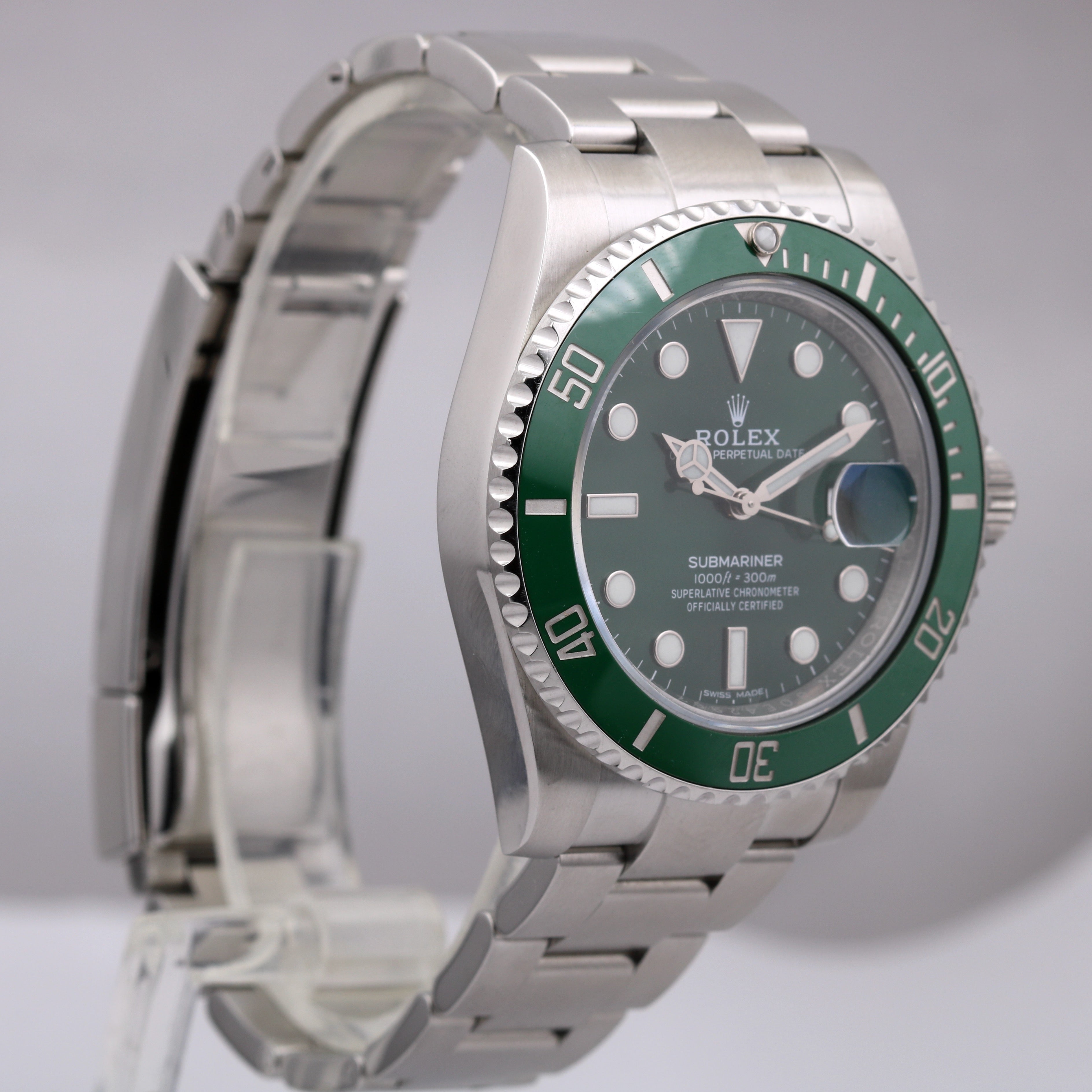 Interessant undskyldning suffix MINT 2017 Rolex Submariner HULK Green Ceramic Stainless 40mm Watch 116