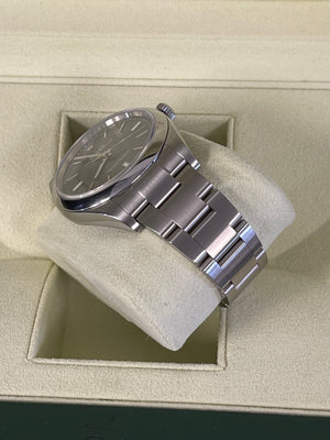 2018 Rolex Oyster Perpetual 39mm Dark Rhodium Stainless Steel 114300 Watch B&P