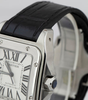 Cartier Santos 100 XL 38mm Stainless Steel White Roman Watch 2656 / W20073X8