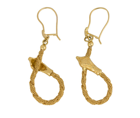 Women's Vintage Estate 18K Yellow Gold Mesh Serpent Snake Drop Dangle Earrings