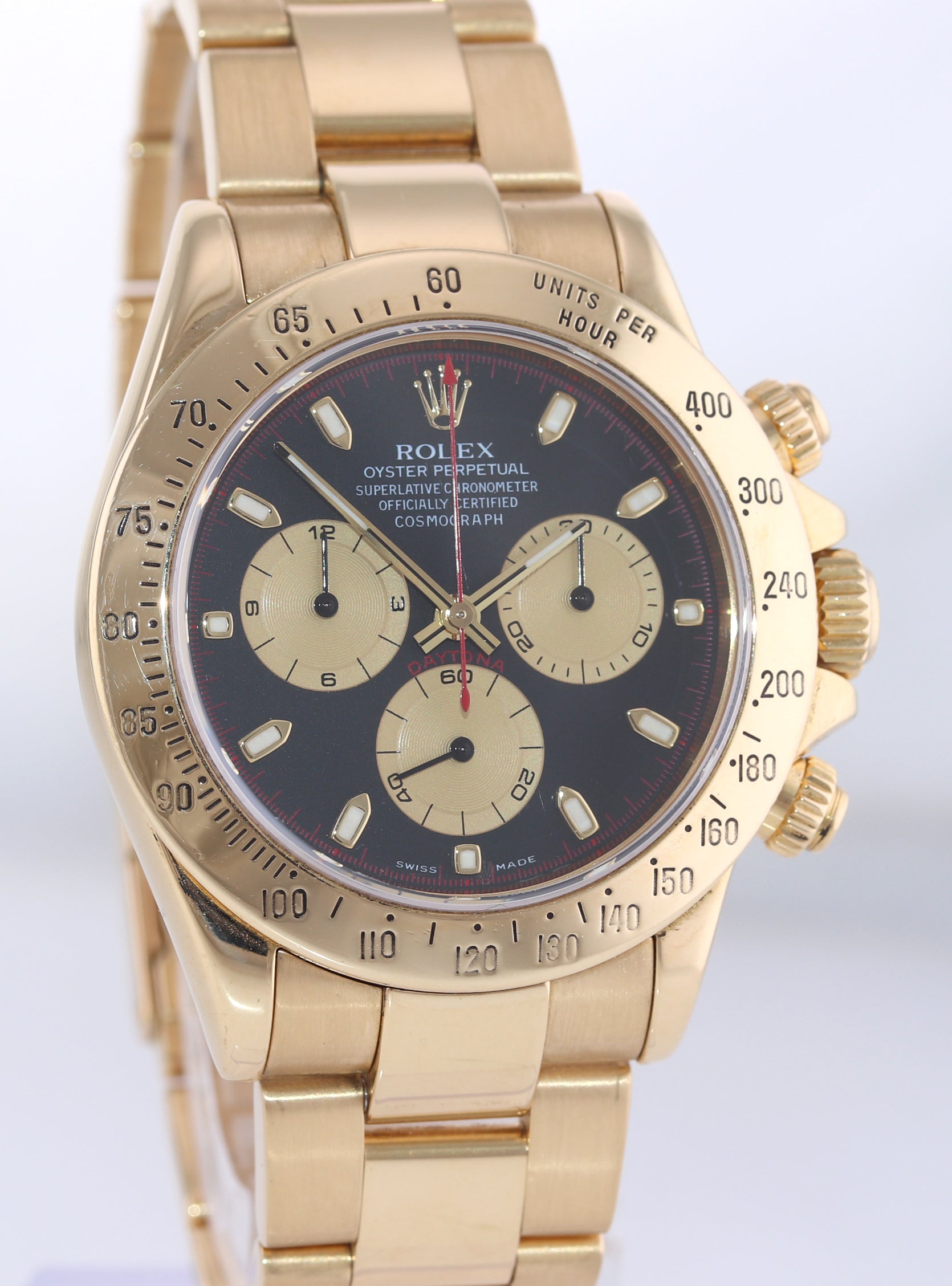 Rolex Daytona 116528 Paul Newman Black Chrono 18k Yellow Gold 40mm Watch Box
