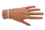 Ladies Modern 14K White Gold 0.80ctw Diamond Fancy Link 7.75" Bracelet