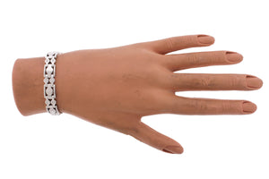 Ladies Modern 14K White Gold 0.80ctw Diamond Fancy Link 7.75" Bracelet