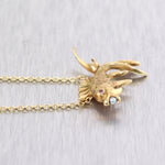 1890 Antique Victorian 14k Yellow Gold Ruby & Seed Pearl Pieces Fish 18 Necklace