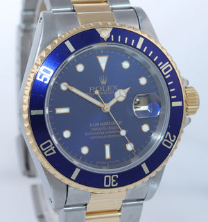 1998 Rolex Submariner 16613 Two Tone Steel 18k Yellow Gold Blue Dial 40mm Watch