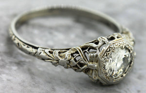 $4,600 Art Deco 1920s Floral 18K Gold 0.67ct Diamond Engagement Ring EGL USA