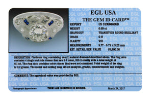 Art Deco Filigree Platinum 0.80ctw Diamond Sapphire Engagement Ring EGL USA