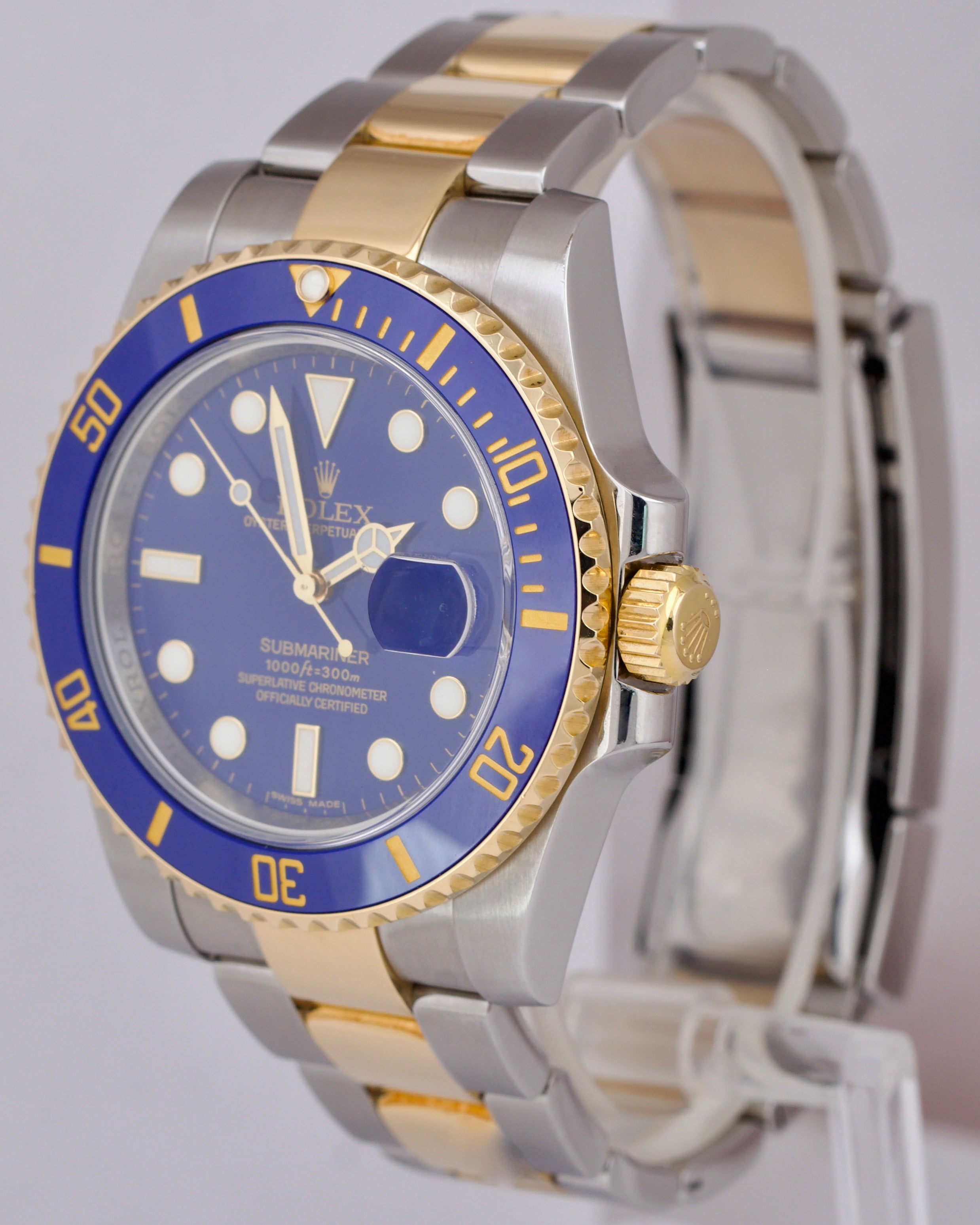 Rolex Submariner Date Ceramic Two-Tone Gold Steel Blue Automatic Watch 116613 LB