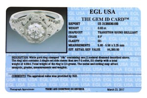 $4,380 Antique Art Deco 18K Gold 0.63ct Diamond Filigree Engagement Ring EGL USA