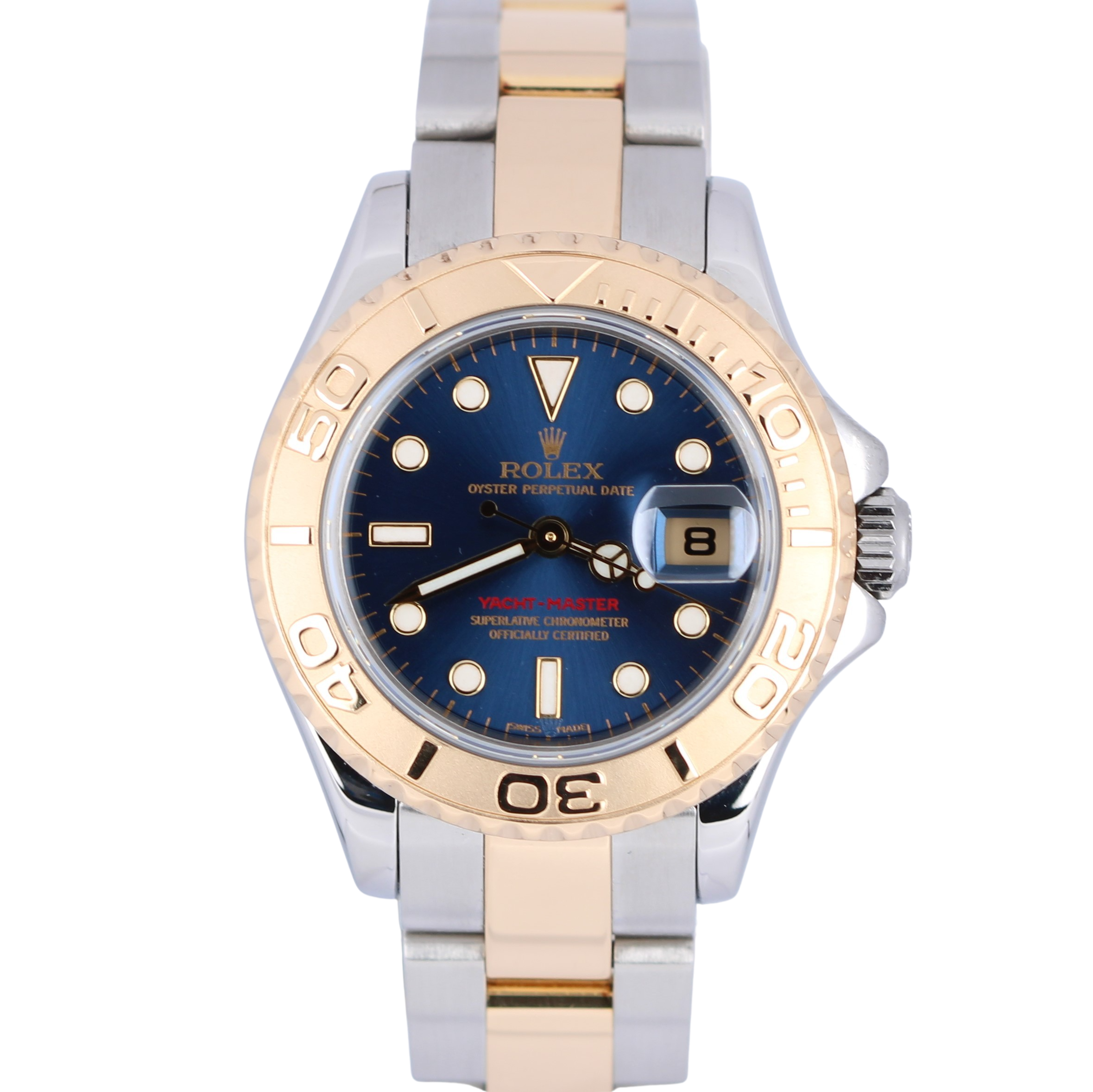 Rolex Yacht-Master 29mm Two Tone 18K Yellow Gold Steel Blue Dial 169623 Watch