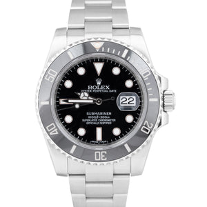 UNPOLISHED 2015 Rolex Submariner Date 40mm Black Ceramic 116610 LN Watch B+P