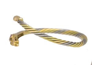 Antique 18K 750 Yellow/White Gold 1.14ctw Diamond Ruby Snake Bangle Bracelet