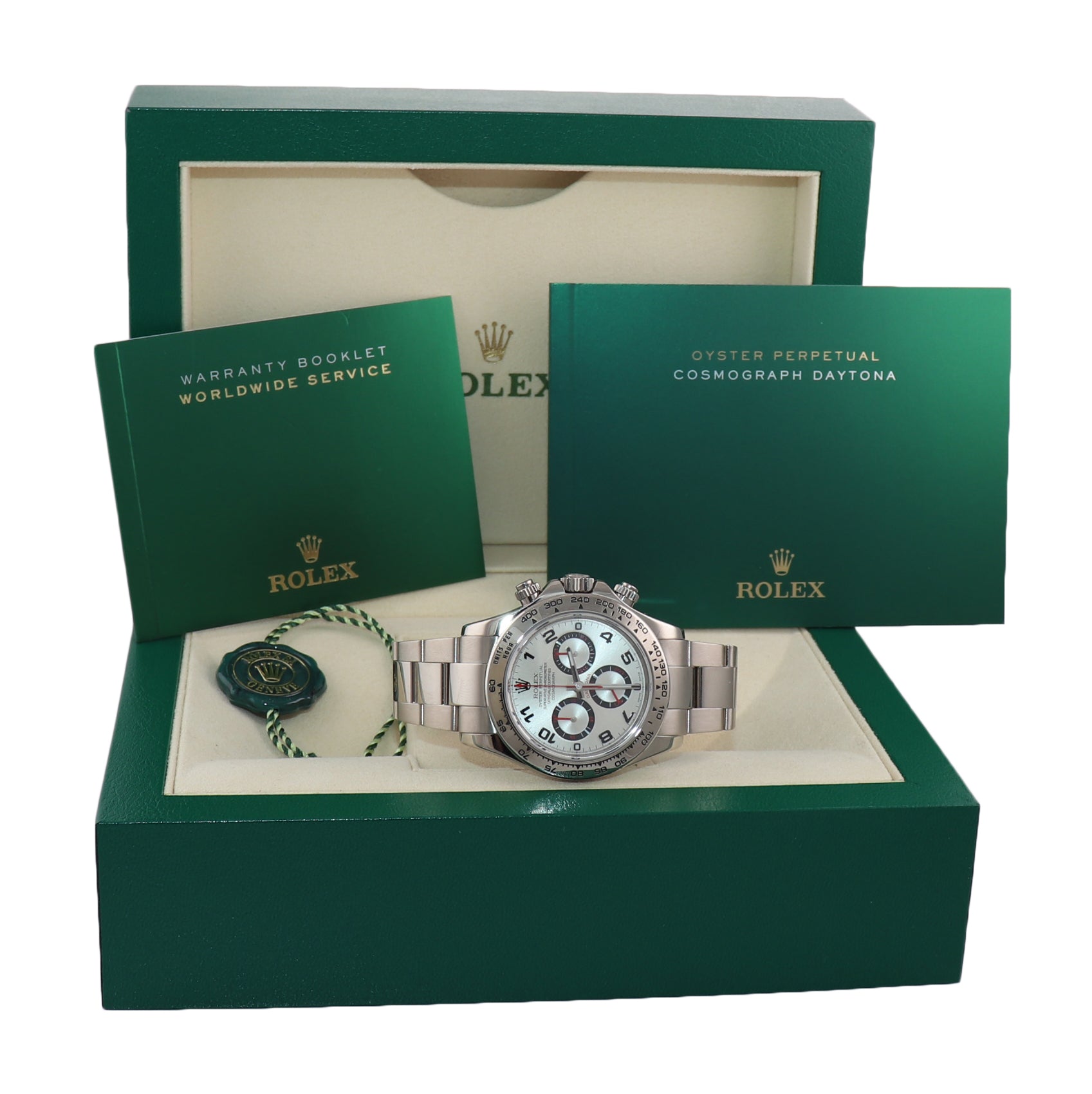 2016 Rolex Daytona Silver Arabic Racing 116509 18k White Gold Watch Box