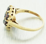 Vintage 1.00ctw Floral Garnet Cocktail Ring  14k Solid Yellow Gold - Size 4.75
