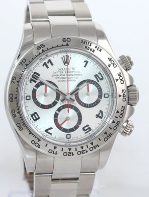 2010 Rolex Daytona Silver Arabic Racing 116509 Newest Buckle White Gold Watch