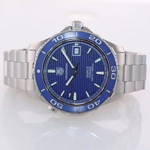 MINT Tag Heuer Aquaracer WAK2111 Steel Blue Automatic Date 41mm Dive Watch
