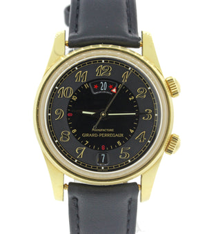 Girard Perregaux Traveller II Solid 18k Gold 38mm Alarm GMT Date 4940 Watch wBox