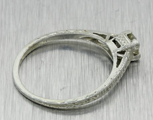 1930s Antique Art Deco 18k White Gold 0.25ct Diamond Solitaire Engagement Ring