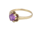 Women's Estate 10K Yellow Gold Amethyst Gemstone Floral Solitaire Cocktail Ring