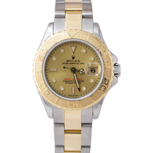 Ladies Rolex Yacht-Master 29mm 18K Gold Champagne Stainless Steel Watch 169623