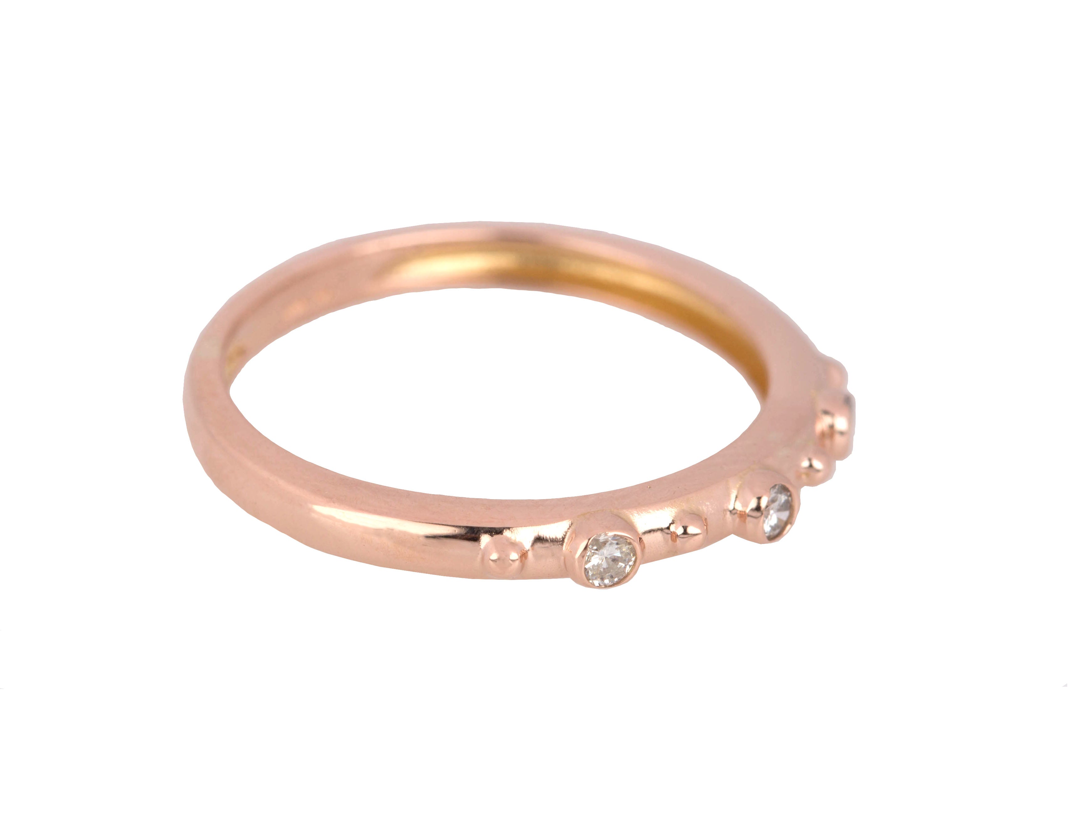 Women's 14K Rose Gold 0.09ctw Diamond 2mm 3-Stone Stackable Band Ring