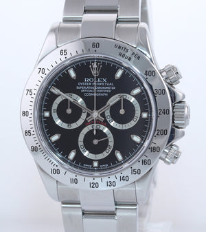 MINT 2005 BOX PAPERS Rolex Daytona Cosmograph 116520 Black Steel 40mm Watch