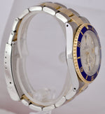 Rolex Submariner Date Slate Serti Blue Two-Tone 18K Gold Stainless Watch 16613