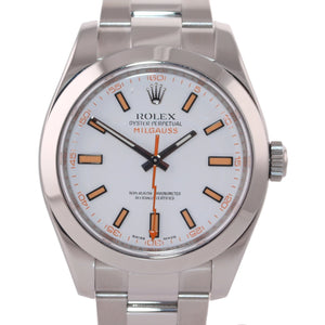 Rolex Milgauss 116400 White Orange 40mm Steel Anti-Magnetic Watch Box