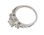 Women's Vintage Platinum 1.24 CT G-H I1 Princess Cut Diamond Engagement Ring EGL
