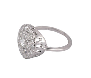 Ladies Antique Estate 14k White Gold 1.80ctw Diamond Cluster Cocktail Ring