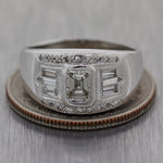 1930's Antique Art Deco Platinum 0.85ctw Baguette & Emerald Cut Diamond Ring