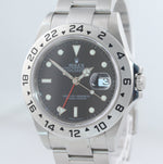 2007 NO HOLES Rolex Explorer II 16570 Stainless Steel Black Date GMT 40mm Watch