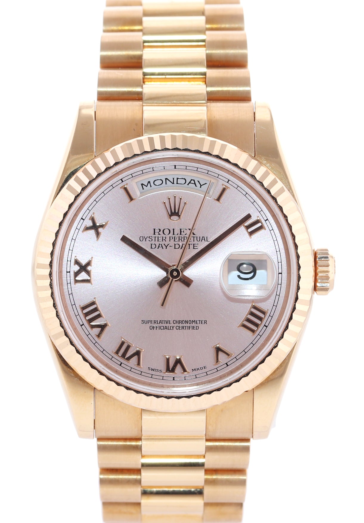 Rolex President Day Date Rose Gold Pink Roman 118235 Modern Band Watch Box