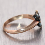 1850's Antique Victorian 14k Yellow Gold 0.05ct Diamond & Seed Pearl Ring