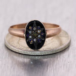 1850's Antique Victorian 14k Yellow Gold 0.05ct Diamond & Seed Pearl Ring