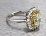 Stunning Ladies Estate 18K White Yellow Gold 2.26ctw Diamond Cockail Ring EGL
