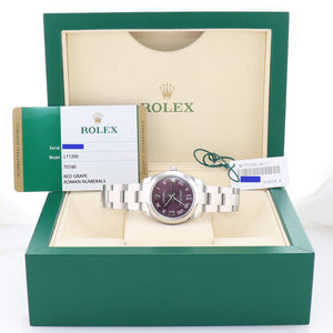 2016 Rolex Oyster Perpetual Steel Ladies 31mm Red Grape 177200 Watch Box