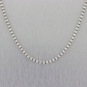 Modern 14k White Gold 6.70ctw Diamond 17" Tennis Necklace