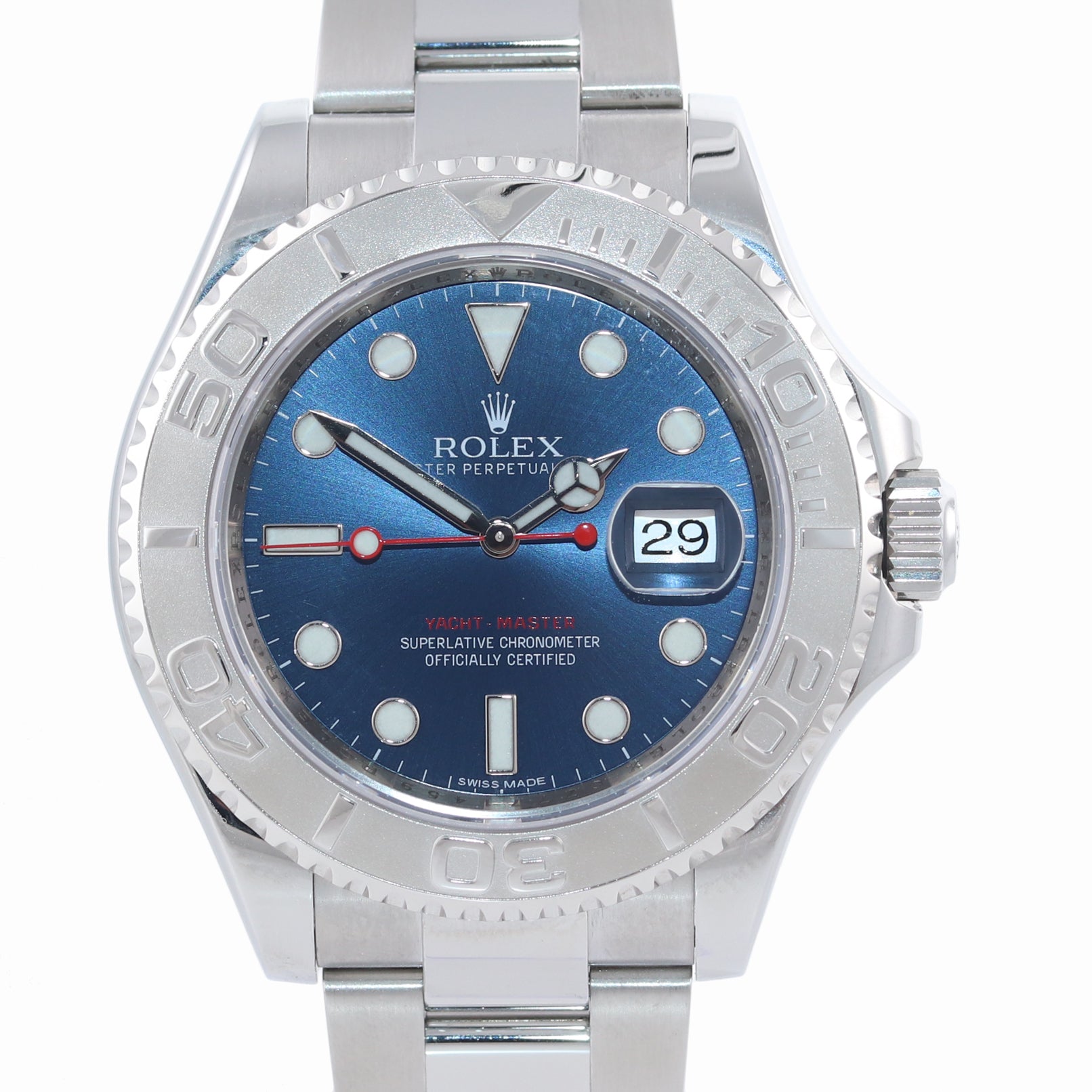 2019 Rolex Yacht-Master 116622 Blue Dial Steel Platinum 40mm Watch Box