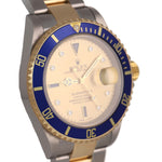 2005 NO HOLES Rolex Submariner 16613 Two Tone Gold Steel Factory Diamond Watch