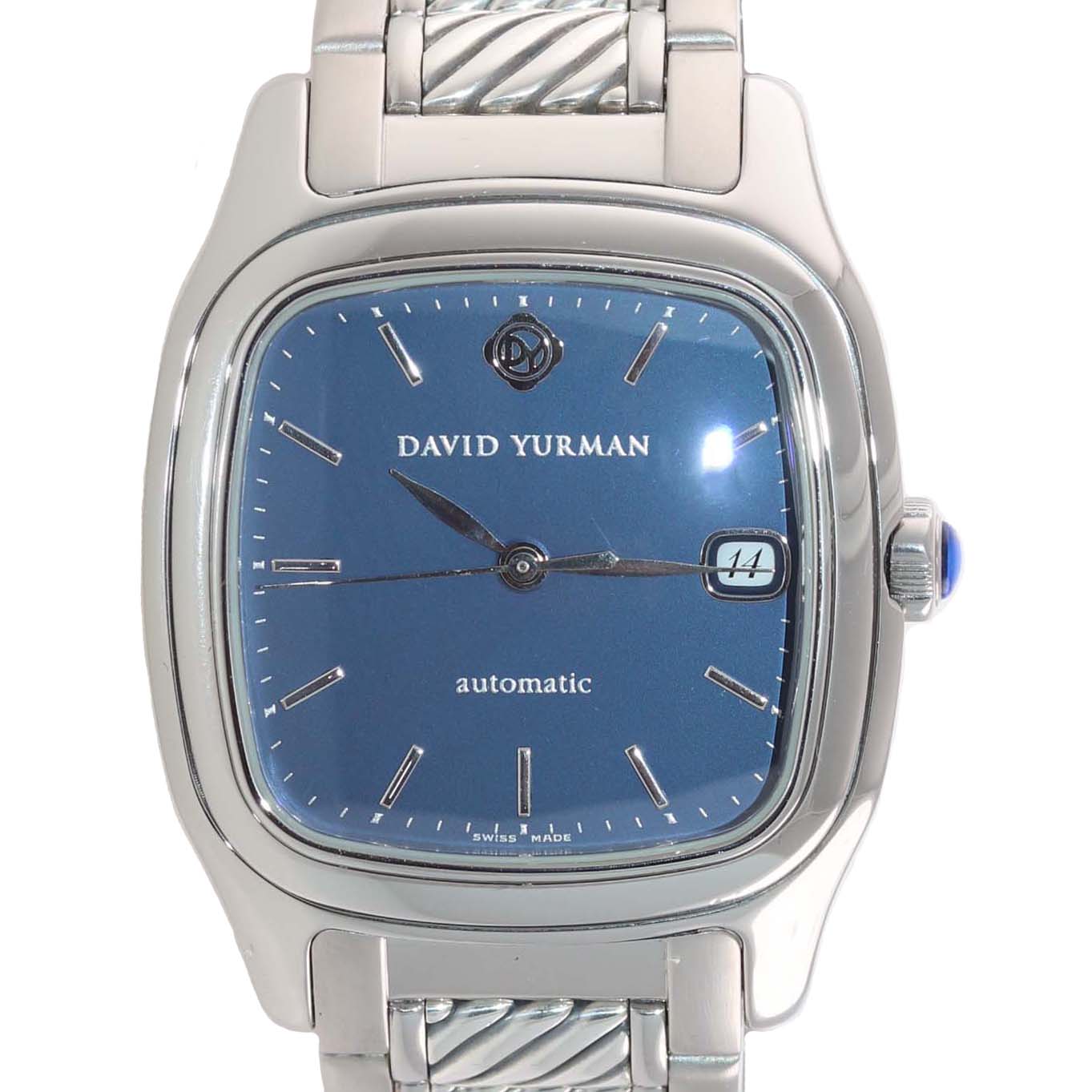 MINT David Yurman Steel Thoroughbred Blue Automatic Date 35mm Watch T301-LST